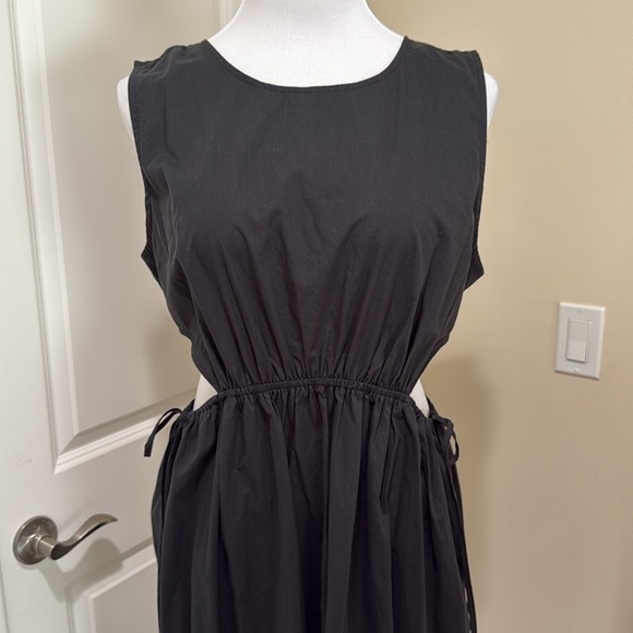 Rails Yvette Sleeveless Cut Out Organic Cotton Midi Black Wash Dress Size XL - Picture 3 of 9